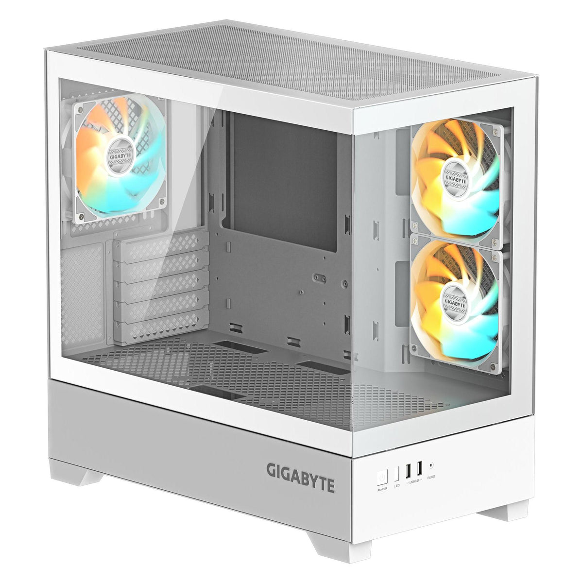 Gigabyte case GB-C201PI - Tour moyenne - 2xUSB 3.0 - 3x 120mm ARGB Fan - white (mATX, Mini-ITX)
