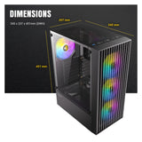 Antec Boitier Moyen Tour Atx Ax27 Elite RGB Avec Panneau Vitré (Noir) (ATX, ITX, mATX)