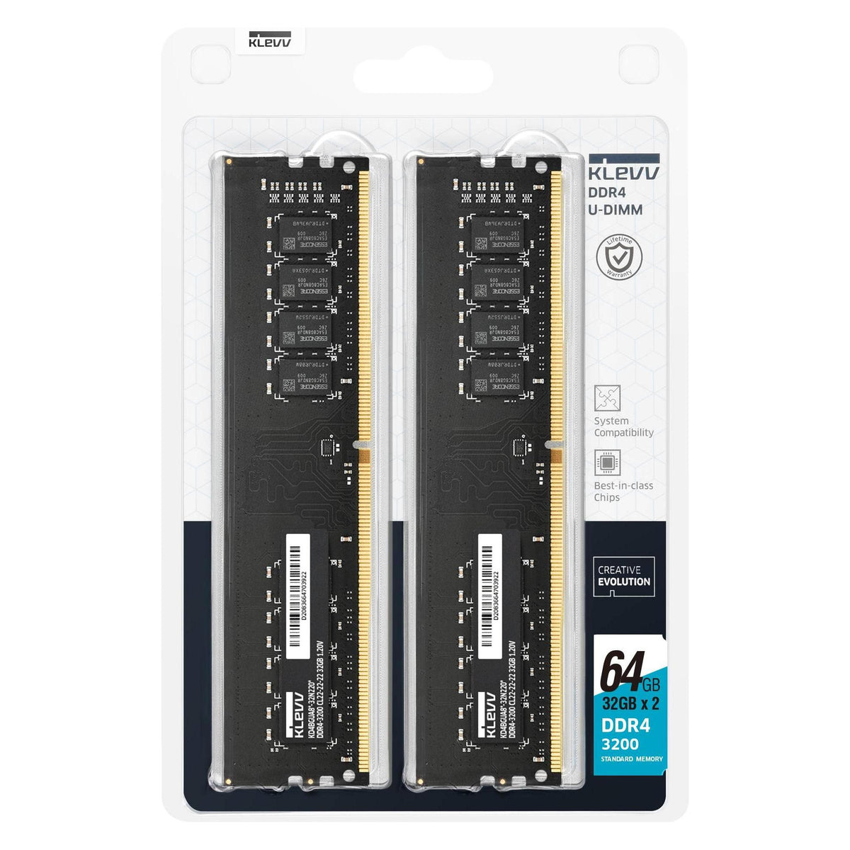 Klevv KD4BGUA80-32N220D (2 x 32GB, 3200 MHz, RAM DDR4, DIMM)