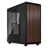 Fractal Panneau Latéral en Verre Trempé Noir Charbon avec Face Avant en Bois de Noyer Foncé (ATX, mATX, Mini-ITX)