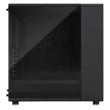Fractal Panneau Latéral en Verre Trempé Noir Charbon avec Face Avant en Bois de Noyer Foncé (ATX, mATX, Mini-ITX)