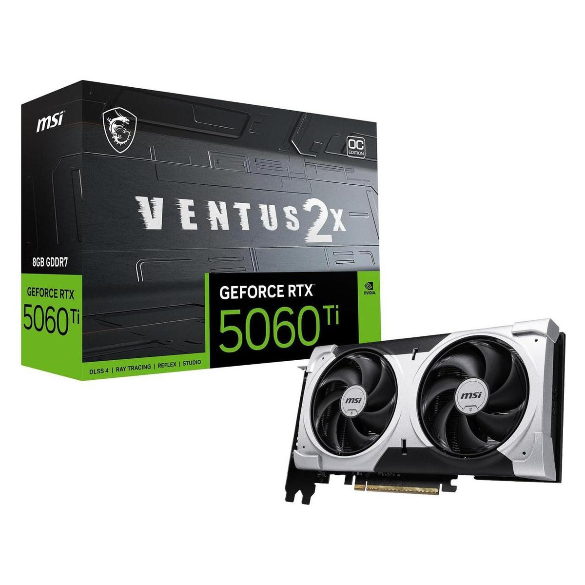 MSI Webcam Videokarte GeForce RTX 5060 Ti 8GB Ventus X2 OC Plus (8 Go, GDDR7)