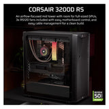 Corsair 3200D RS Mid-Tower Performance Case, Smoke (ATX, mATX, Mini-ITX)