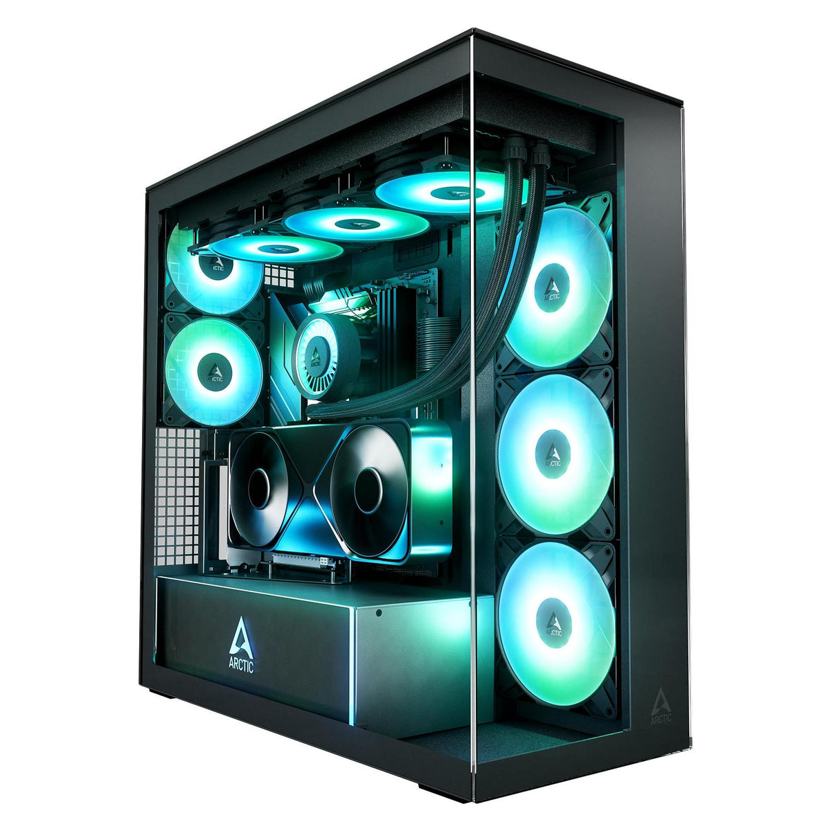 Arctic Case Xtender Vert.GPU Black Clear Glass (ATX, mATX, Mini-ITX)