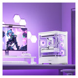 Jonsbo D400 PC-Gehäuse, Midi Tower, ATX, Tempered Glass - weiss (ATX, mATX, Mini-ITX)