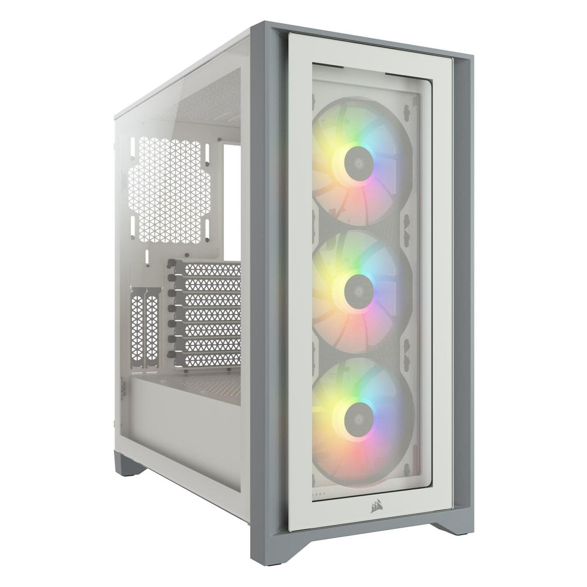 Corsair iCUE 4000X RGB Boîtier tour milieu blanc en verre trempé (ATX, E-ATX, mATX, Mini-ITX)