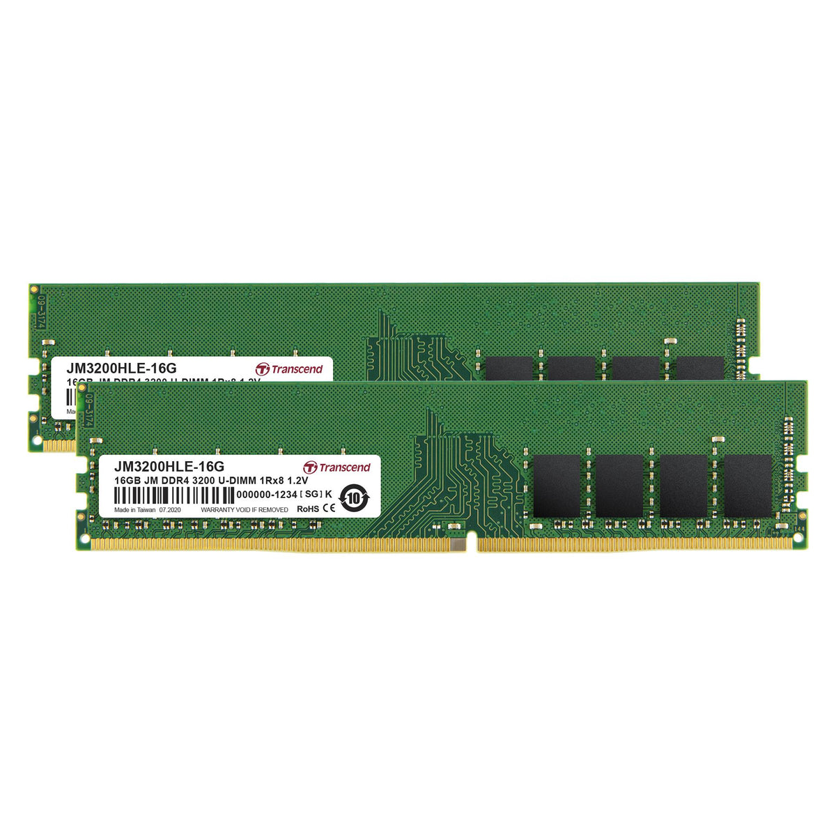 Transcend DDR4 U-DIMM, 1Rx8, kit double (2 x 16GB, 3200 MHz, RAM DDR4)