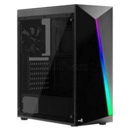 AeroCool Boitier Moyen Tour ATX compatible Shard Tempered Glass RGB avec panneau vitré (Noir)